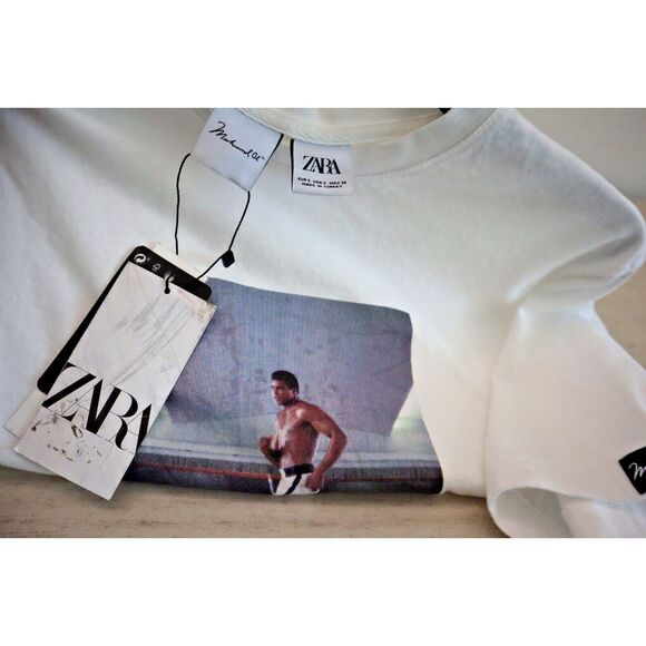 Zara Men Sz S White Muhammad Ali Float Like A Butterfly Sting Like A Bee T-Shirt - Picture 3 of 6